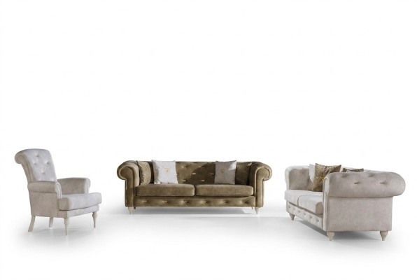 Elegante conjunto de sofás para la sala de estar, de tres plazas, de dos plazas, sillón de lujo y sofá.