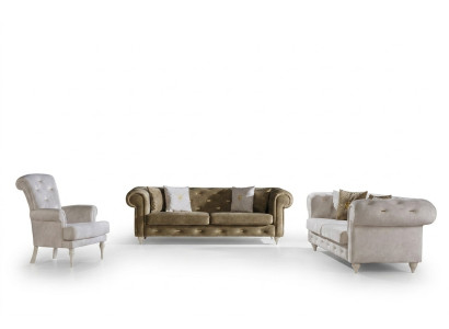 Elegante conjunto de sofás para la sala de estar, de tres plazas, de dos plazas, sillón de lujo y sofá.