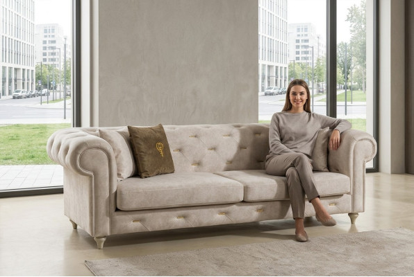 Sofá Chesterfield de diseñador de dos plazas blanco de lujo para la sala de estar