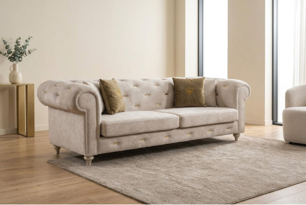 Sofá Chesterfield de diseñador de dos plazas blanco de lujo para la sala de estar
