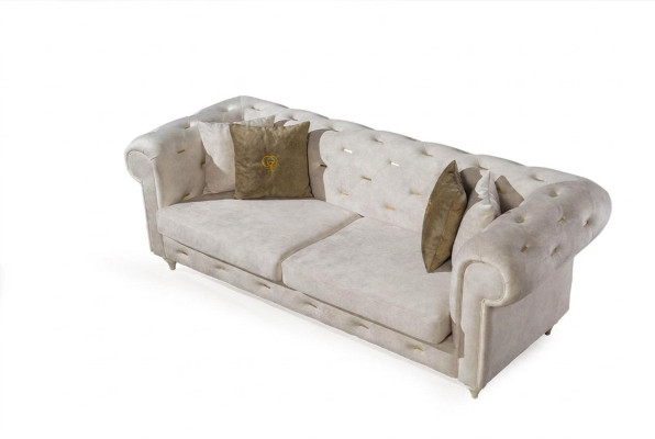 Sofá Chesterfield de diseñador de dos plazas blanco de lujo para la sala de estar
