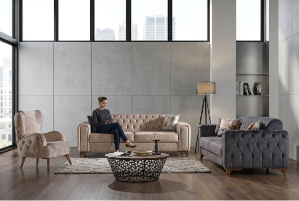 Conjunto de sofás Chesterfield, conjunto de muebles tapizados de sofá 3+3+1, grupo de asientos.