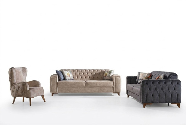 Conjunto de sofás Chesterfield, conjunto de muebles tapizados de sofá 3+3+1, grupo de asientos.