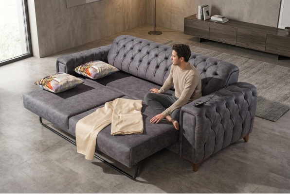 Sofá de tres plazas Sofás de 3 plazas Sillón Tela Sofá Muebles Textil Color Gris