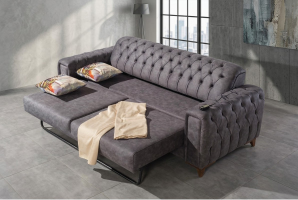 Sofá de tres plazas Sofás de 3 plazas Sillón Tela Sofá Muebles Textil Color Gris