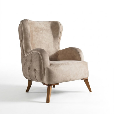 Textil Tapizado Sillón Sofá Asiento Lujo Colorido Relax Beige Chesterfield Nuevo