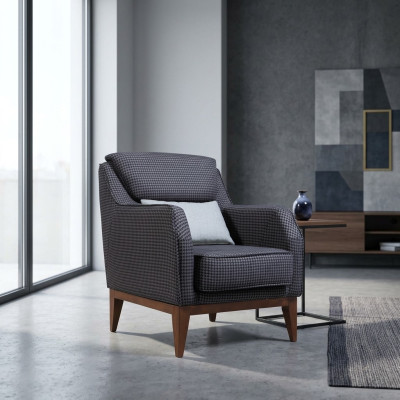 Silla de cojín individual gris con apoyabrazos - Silla de diseño