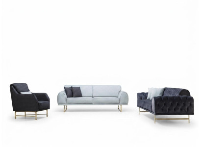 Sofás en blanco y negro de 3+3 plazas, sillón elegante de una plaza