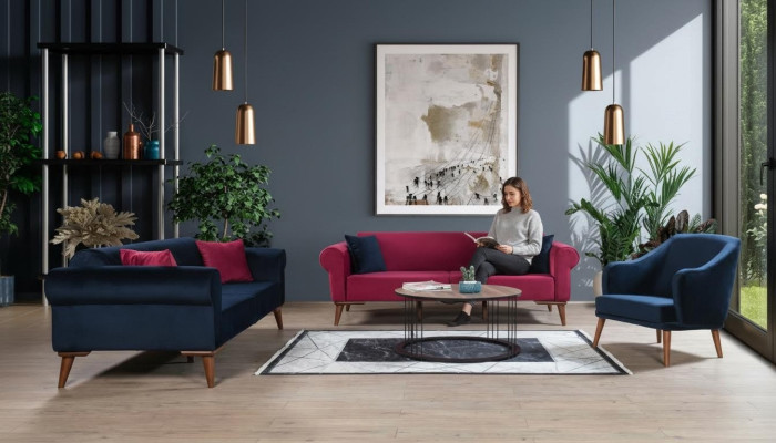 Conjunto de sofás 3+3+1 asiento Sofá de diseño Tapizado Sofá Moderno 3 piezas