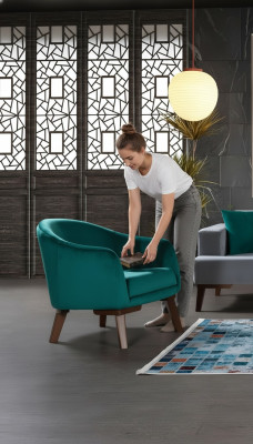 Silla de lujo de un solo asiento para la sala de estar, nueva, de color verde.