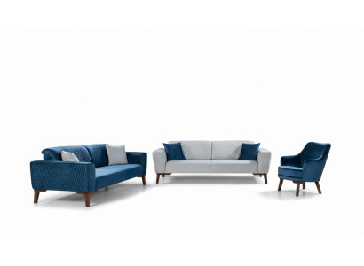Sofá de 3+3+1 plazas conjunto completo de sofá y sillón de tela, juego de sofás de 3 piezas.