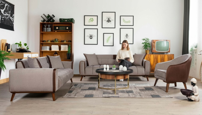 Sofá conjunto 3+3+1 asientos Sofás Muebles Acolchado Sofás Grupo textil