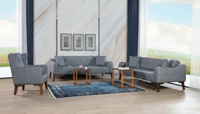 Conjunto de sofás 3 + 3 + 1 Asiento Juego completo de sofá sillón Textil 3 piezas