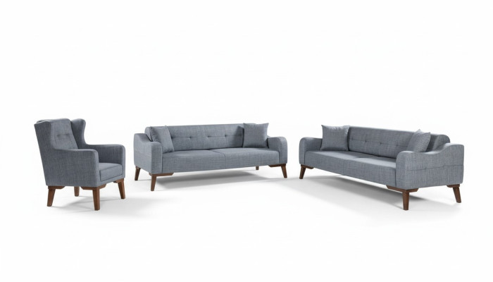 Conjunto de sofás 3 + 3 + 1 Asiento Juego completo de sofá sillón Textil 3 piezas