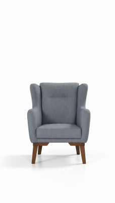 Silla de lujo de un solo asiento con respaldo para la sala de estar de madera gris