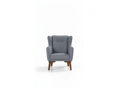 Silla de lujo de un solo asiento con respaldo para la sala de estar de madera gris