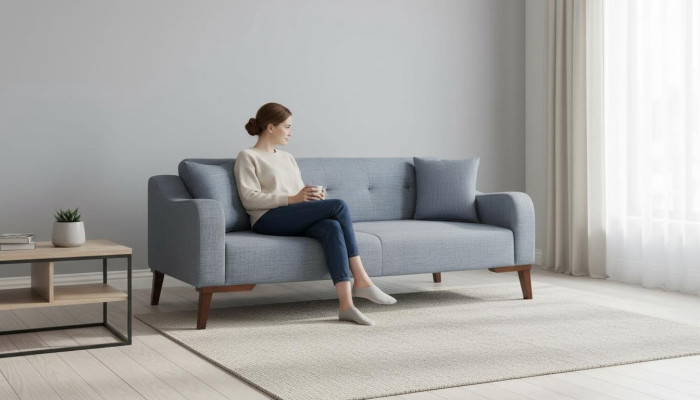 Sofá de diseño de tres plazas, sofá, conjunto de tapizados de sofá, muebles de sofá.
