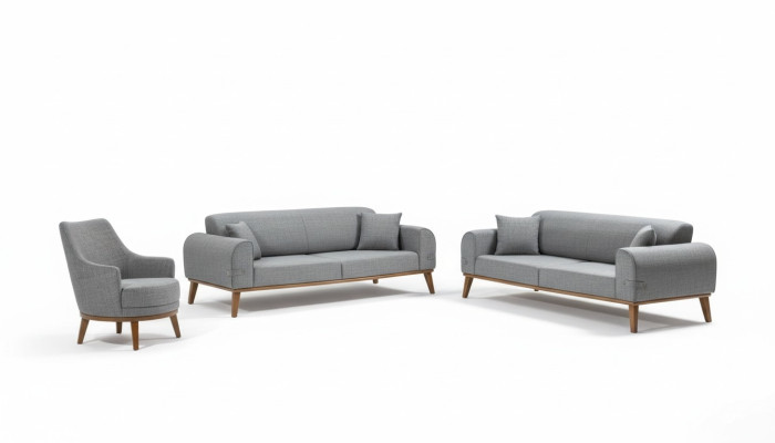 Conjunto de sofás de 3+3+1 plazas diseño de sofá acolchado moderno de terciopelo.