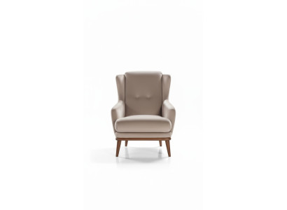 Diseño de sillón beige de una plaza para la sala de estar, estilo de tela y madera muebles.