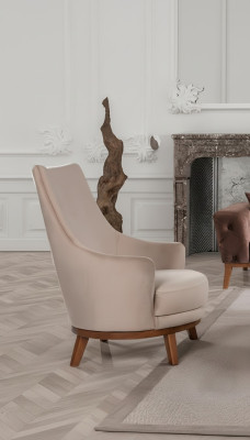 Sillón tapizado Muebles Sala de estar Individual Relax Tela Salón Sillón reclinable Beige