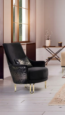 Sillón de diseño de lujo de 1 plaza de tela para salón, club y mobiliario tapizado.