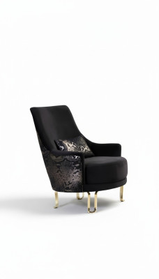 Sillón de diseño de lujo de 1 plaza de tela para salón, club y mobiliario tapizado.