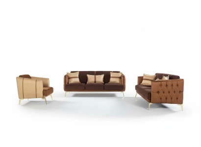 Conjunto de sofá Conjunto de sofá 3+3+1 plaza Sillón Chesterfield de tres plazas