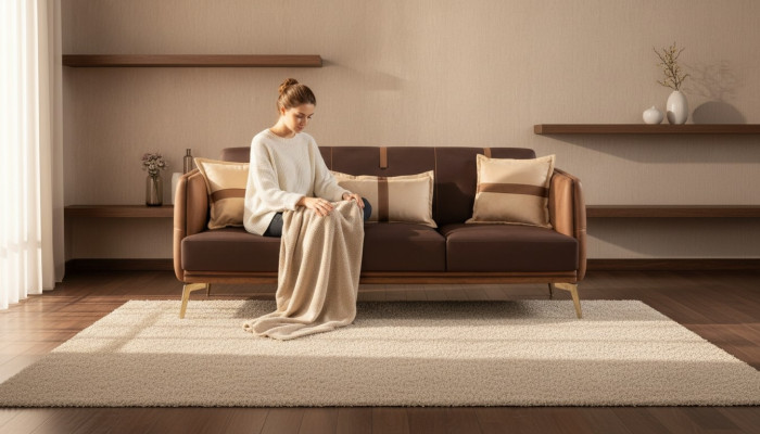 Sofá de tres plazas Sofás de 3 plazas Asiento Tela Estilo moderno Textil Sofás Muebles Marrón