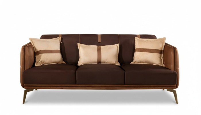 Sofá de tres plazas Sofás de 3 plazas Asiento Tela Estilo moderno Textil Sofás Muebles Marrón