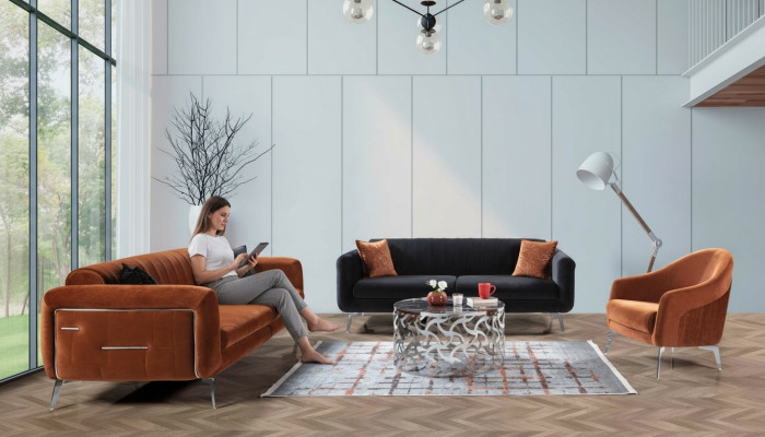 Conjunto de sofás 3+3+1 asientos Sofás Sillones Tela de lujo Diseño de sala de estar