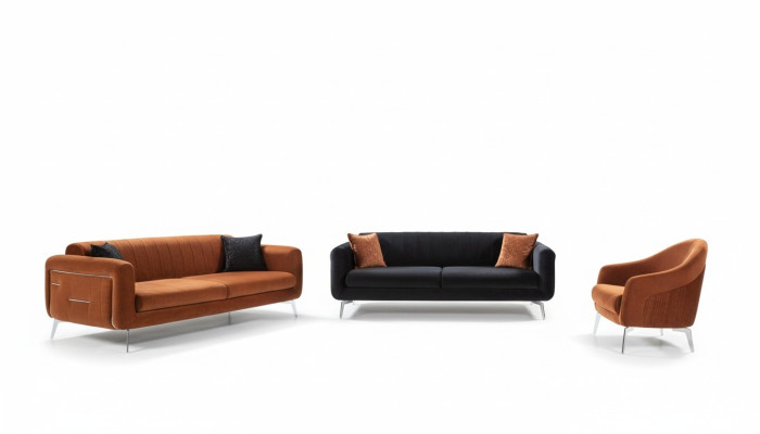 Conjunto de sofás 3+3+1 asientos Sofás Sillones Tela de lujo Diseño de sala de estar