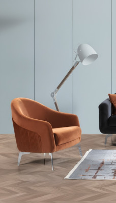 Sofá de diseño Sillón Sofá Tapizado 1 Plaza Textil Nuevo color marrón