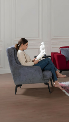 Gris Sillón moderno de una plaza Muebles de sala de estar de diseñador Sillón de respaldo