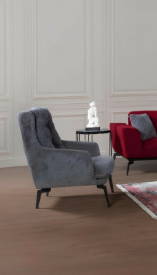Gris Sillón moderno de una plaza Muebles de sala de estar de diseñador Sillón de respaldo