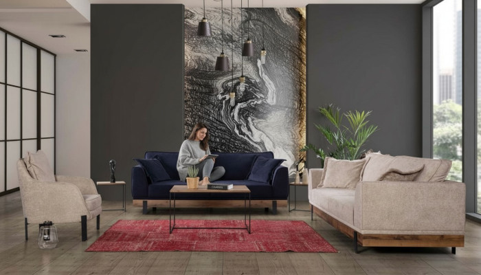 Conjunto de sofás 331 Sofás Cama Sofás Tapizados de Madera Sofá de Tela