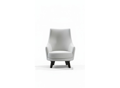 Moderno sillón de sala de estar diseño de un solo asiento color gris de madera textil.