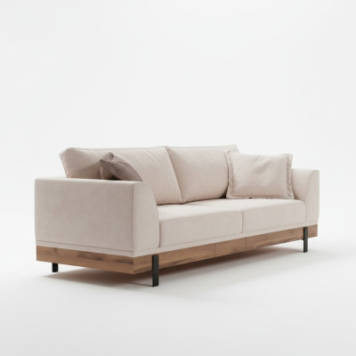 Sofá de diseño de 3 plazas con cojines, sofá moderno para sala de estar, muebles beige.