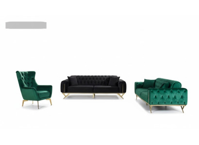 Conjunto de sofás de 3+3+1 asientos, sofás individuales de 3 plazas estilo Chesterfield.