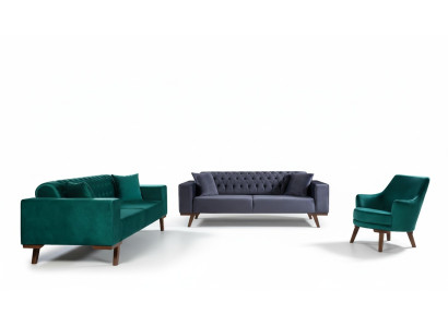 Conjunto de sofás de 3+3+1 asientos de estilo de sala de estar, sofá morado turquesa.