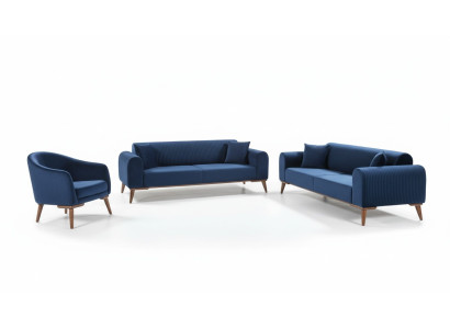 Conjunto de sofás 3+3+1 sillón sofá sillón Azul Real Sofá de terciopelo de 3 piezas