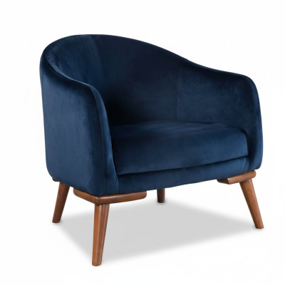Sillón moderno de diseñador de una plaza tapizado en tela textil.