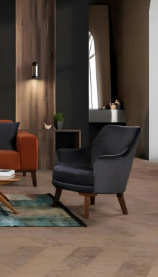 Diseño de sillón de sala de estar 1 asiento moderno de tela de poliéster color gris.