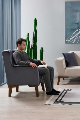 Sillón de lujo de diseñador de 1 plaza tapizado en textil.
