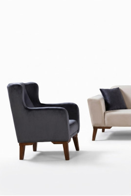 Sillón de lujo de diseñador de 1 plaza tapizado en textil.