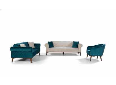 Conjunto de sofás de lujo 3+3+1 plazas Sofá de tres plazas Tela Textil Estilo Sillón