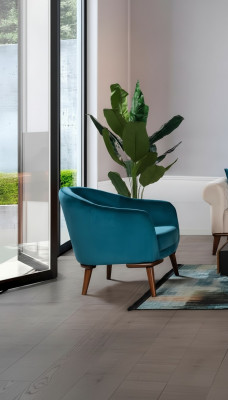 Sillón de lujo de 1 plaza, sillón de diseñador tapizado de tela de 1 plaza.