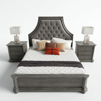 Juego de dormitorio Cama + 2 mesitas de noche Cama Cama doble Muebles Chesterfield Nuevo