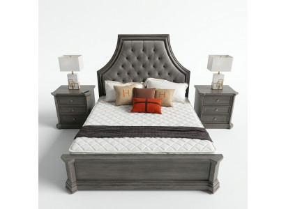 Juego de dormitorio Cama + 2 mesitas de noche Cama Cama doble Muebles Chesterfield Nuevo