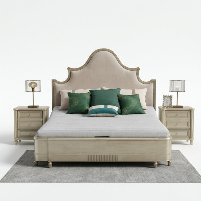 Diseño de dormitorio Conjunto de cama Juego de cama 2x Mesita de noche 3 piezas Muebles completos