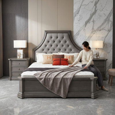 Dormitorio cama matrimonial diseño cama doble cama Chesterfield cama tapizada muebles